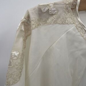 Vtg Chevette White Babydoll Peignoir Puff Sleeve Sheer Night Dressing Gown Bows‎